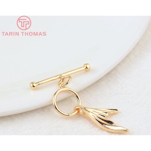 6 Sets O:11x25MM T:21MM 24K Gold Color Plated Brass Tail Bracelet O Toggle Clasps High Quality Diy Jewelry Accessories
