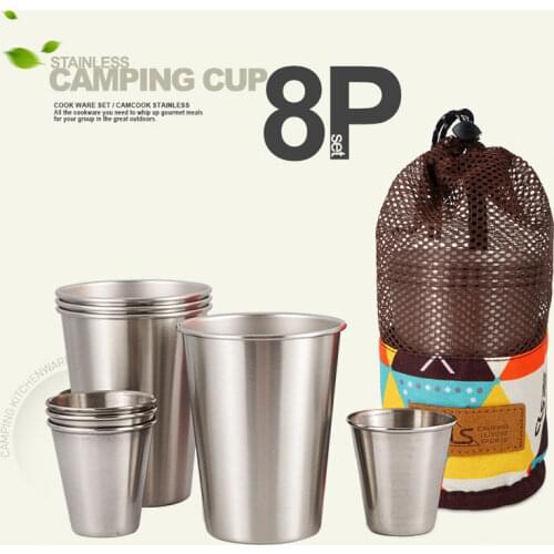 4Pcs/6Pcs Set Portable Beer Water Cup Tea Milk Coffee Mug Stainless Steel Cups For Outdoor Camping Picnic Climbing BBQ Drinkware