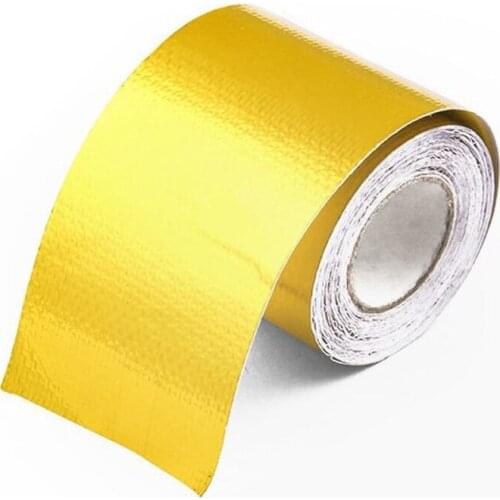 5/10M Gold Thermal Exhaust Tape Air Intake Heat Insulation Shield Wrap Reflective Heat Barrier Self Adhesive Engine 2 Inch