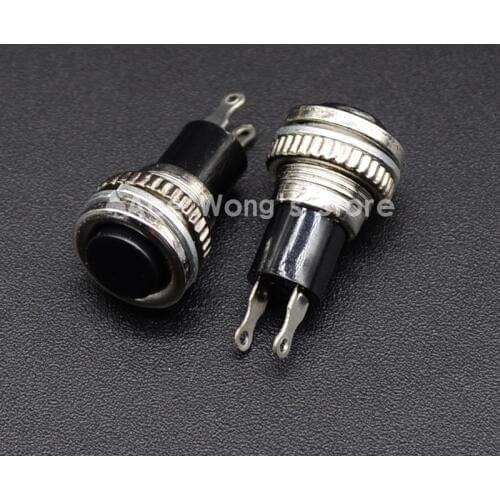 5pcs/LOT black 10mm Thread Multicolor 2 Pins Momentary Push Button Switch 3A/125V 1A/250V DS-316