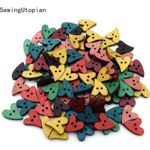 50PCS 2 Hole Heart Pattern Sewing Accessories Wooden Buttons for Baby Clothes Knitting Crafts Scrapbooking DIY Needlework