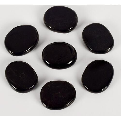 7 Pieces Black Obsidian Chakra Palm Worry Energy Stones Massage Reiki Healing Gemstone for Spirituality Mediation Stress Relief
