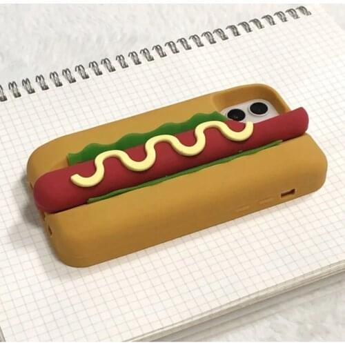 Case for iphone 11 pro max 7 8 plusx xr xs max 3D hotdog soft silicone cartoon phone case back cover skin shell capa funda coque