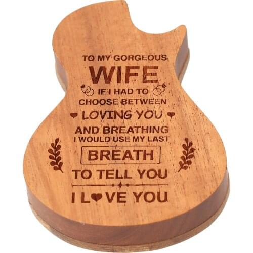 Wooden Guitar Pick Box Holder Guitar Shape 3 Compartments Paddles Wood Pick Box with 3pcs Olivewood Picks of guitar accessories