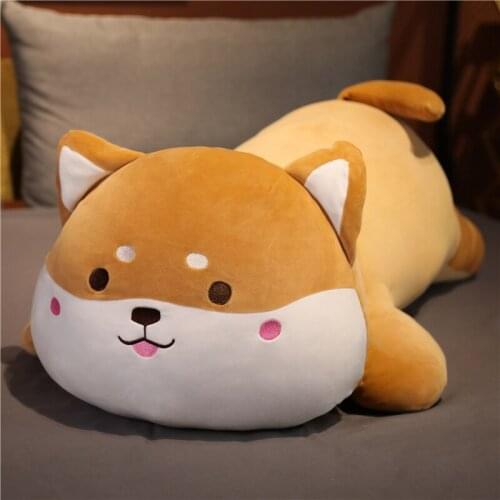40 / 60 / 100cm Long Cartoon Firewood Dog Lying Down Doll Plush Stuffed Animal Toy Pillow Childrens Sleeping Gift