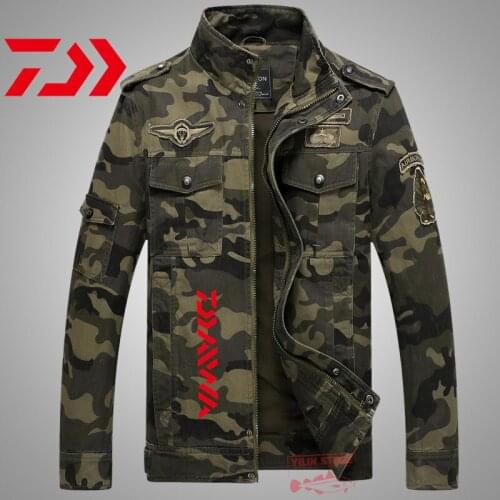 Daiwa Denim Jacket Fishing Jacket Men Windproof Jacket Breathable Tactical Camouflage Casual Sports Outdoor Fishing Clothing