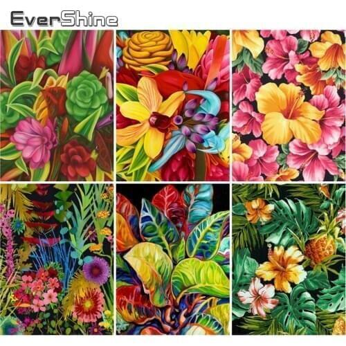 EverShine 5D Diamond Mosaic Flower Cross Stitch Diamond Painting Full Square Picture Rhinestones Handmade Home Decor Wall Art