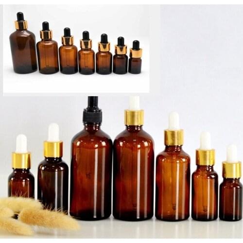 1000pcs Amber Refillable Dropper Bottle Essential Oil Glass Aromatherapy Liquid 5-100ml Drop for massage Pipette Bottles