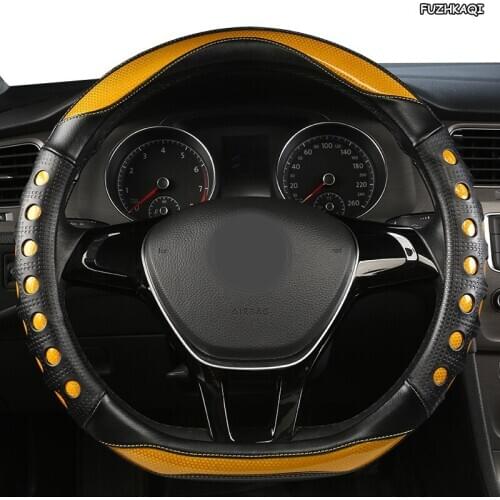 FUZHKAQI Microfiber Leather Car Steering Wheel Cover For Ford Focus 2 3 MK2 Fiesta Fusion Mondeo MK4 Kuga Ranger F150