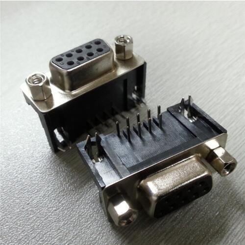 5PCS DR9 Female PCB Mount serial port CONNECTOR RIGHT ANGLE D-Sub RS232 COM CONNECTORS 9pin socket 9P Adapter FOR PCB BOARD