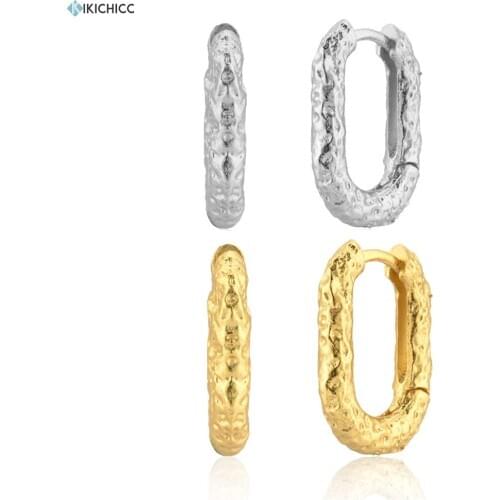 Kikichicc 925 Sterling Silver Irregular Geometric Oval Hoops Plain Simple Women Fashion Luxury Fine Jewelry Piercing 2020