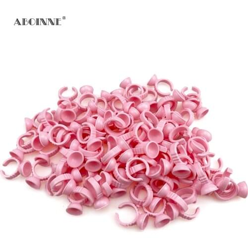 Abonnie Factory Price 100pcs Eyelash Glue Rings for Eyelash Extension Glue Holder Container Glue Pigment Tools