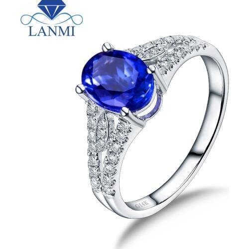 Natural Oval Tanzanite Rings Real 14K White Gold Free Shipping Good Diamond for Women Thanksgiving Dia Gem Jewelry Present