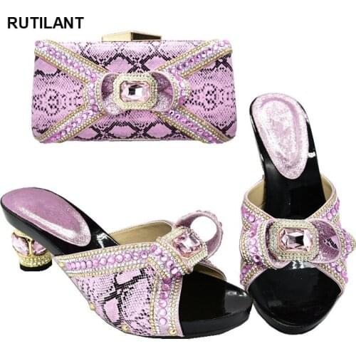 African Matching Shoes and Bags Italian In Women Nigerian Shoes with Matching Bag for Evening Wedding Party Summer Sandals Women