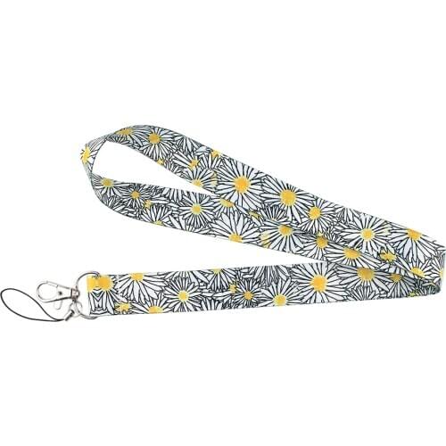 Ransitute R1199 Daisy Flower Painting Art Key Chain Lanyard Neck Strap For Phone Keys ID Card Creative Lanyards