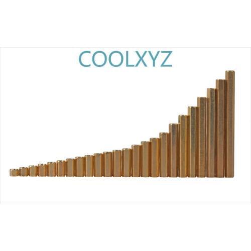 M3M4 Double-pass Brass Stud Column Internal Thread Hollow Copper Stud Hexagonal Copper Isolation Column 3PCS