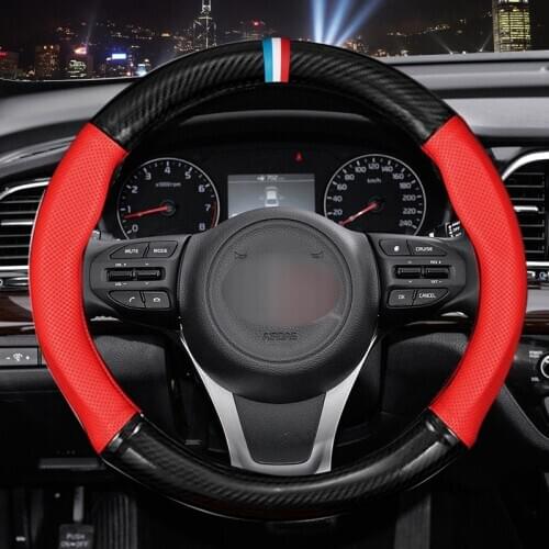 MIDOON Carbon Fiber Cow Leather Car Steering Wheel Cover For Kia Ceed Rio 3 4 Sportage Sorento Cerato Optima Picanto KX K