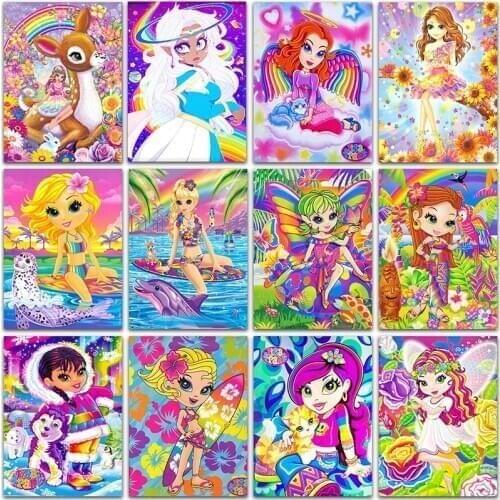 5D Diamond Painting Kit Cartoon little girl deer princess Full Square&Round embroidery mosaic Cross stitch Paint home decor sale