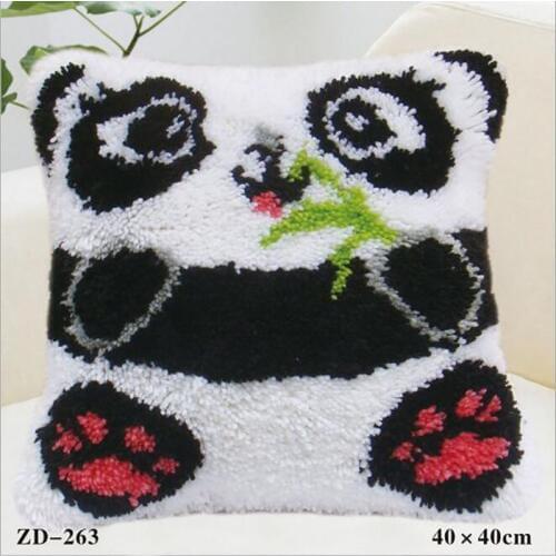 Latch Hook Kits Animal Embroidery Pillowcase Knooppakket Panda Unfinished Crochet Hook Embroidery Pillow Cushion Kit Home Decor