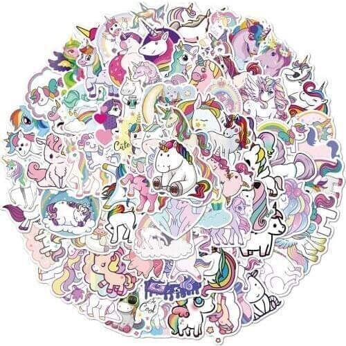 100 Pcs Cartoon VSCO Girls Cute Stickers for Unicorn Laptop Skateboard Styling Motorcycle Doodle Decals Sticker Funny Toy