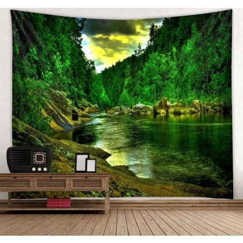 Natural landscape big tapestry dream forest waterfall wall hanging aesthetics room decoration bohemian home wall decoration
