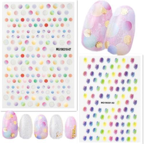 Newest WG-1007 Gradation Dots design 3D nail sticker decals Japan type DIY decoration for nail tips