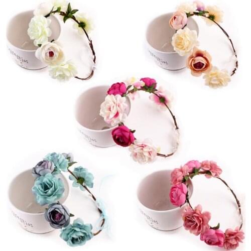 New Bohemia Handmade Flower Crown Wedding Wreath Bridal Headdress Headband Hairband Hair Band Accessories for Women Lady SN1155