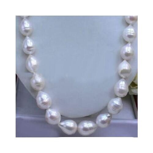 HUGE SEA AAA+ 12-15 MM WHITE AKOYA BAROQUE PEARL NECKLACE 18"