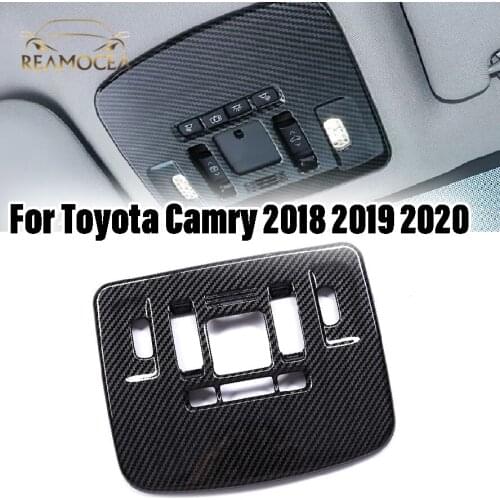 Reamocea Carbon Fiber Front Rear Roof Reading Light Lamp Cover Trim Frame Inteiror Accessories Fit For Toyota Camry 2018-2020