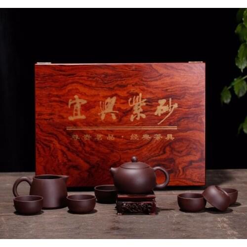Sand Pot Ore Mine Purple Mud Xishi Pot Pot Set 8 pieces, One Pot Six Cups Fair Cup Tea Gift Customization Manufacturer