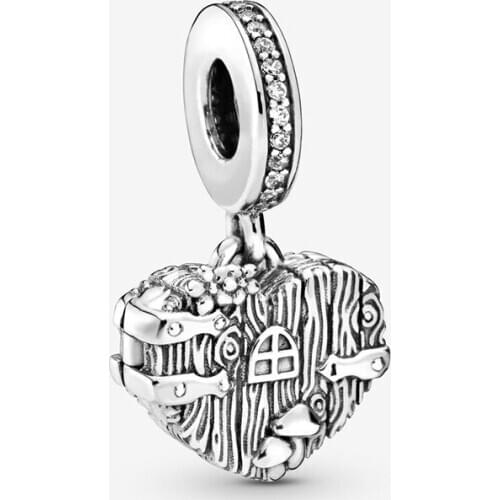 Authentic 100% 925 Sterling Silver Beads Home Sweet Heart Dangle Charms Pendant fit Original Pandora Bracelets Women DIY Jewelry