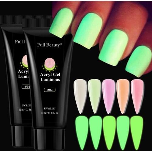 15ml Luminous Poly Green Gel Nail Extension Polish All For Manicure Acrylic Fake Nails Builder Glowing Pure Color Polymer BE1832