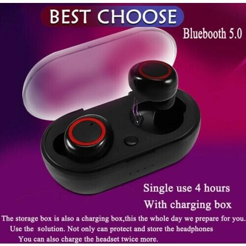 PYMH Waterproof Wireless Headphones TWS Mini True bluetooth 5.0 Stereo Earphones In-Ear Headset