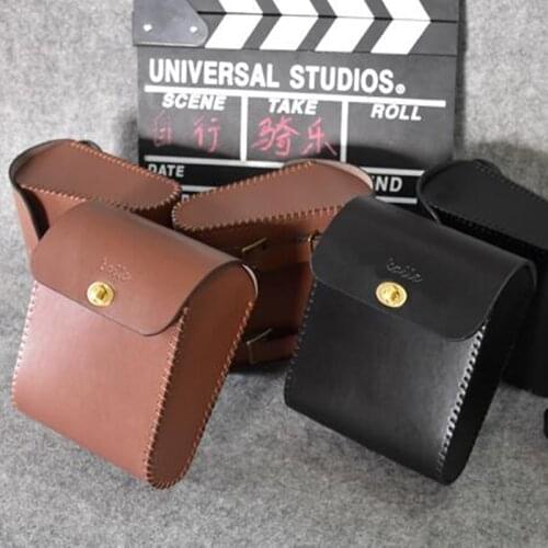 Q396 Free shipping Retro cycling folding car front package car wrapped bag leather retro engraved English art PU