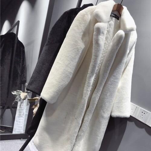 New 2021 Women Autumn Winter Casual Thickened Fur Coat Furry Warm Fur Outerwear Fashion Loose Faux Fur Rabbit Long Jacket