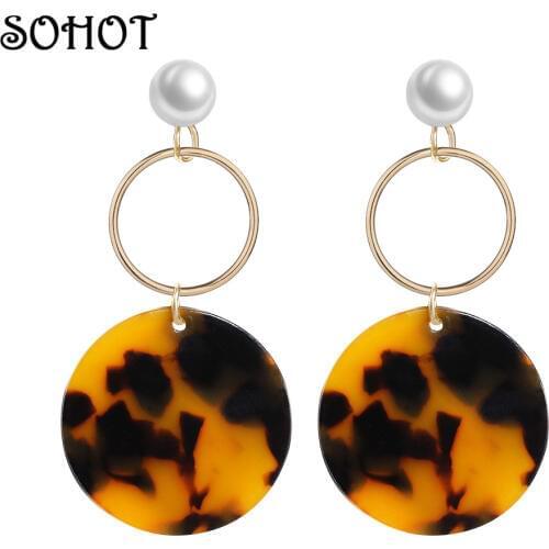 SOHOT 2018 New Arrived Temperament Elegant Women Long Drop Earrings Acetic Acid Jewelry Round Dangle Jewelry For Birthday Gift