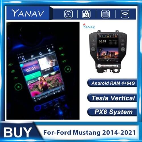 Android Stereo Receiver GPS Navigation Car Radio For-Ford Mustang 2014-2021 Head Unit Multimedia MP3 Player UHD Vertical Screen