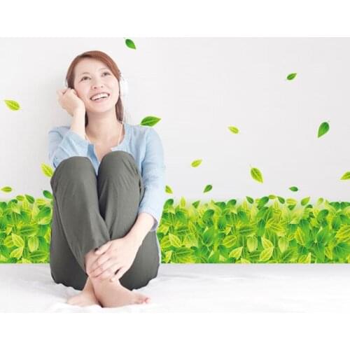 New Style Wall Stickers Green Leaf Grassland Removable PVC Combination Wall Stickers Living Room Entrance Hallway Decorat