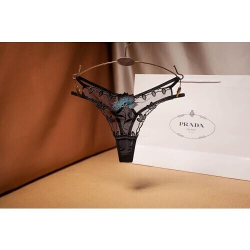 Underwear Women G-String Exquisitely Embroidered Transparent Mesh Yarn Thong Sexy Cutout Female Underwear Hot waist Low t pants