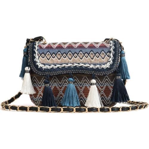 Woolen cloth tassel bag small lady chain Crossbody messenger Bags for Womens Shoulder bag bolsa franja Handbags Free shipping