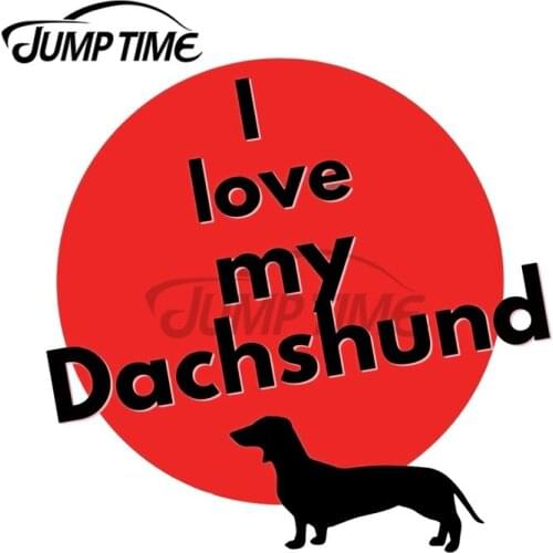 JumpTime 13 x 12.6cm For I Love My Duchshund Car Stickers Vinyl Occlusion Scratch Decoration Laptop Vehicle Waterproof Decal