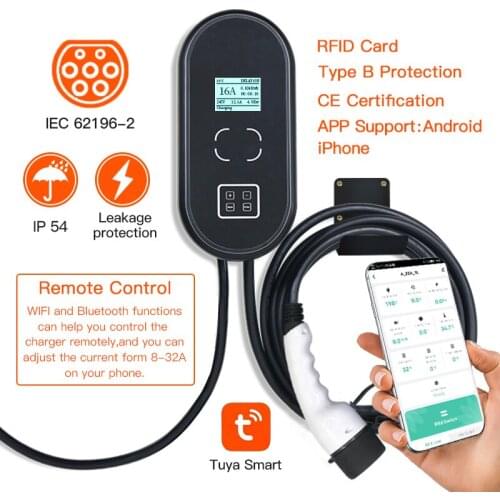 EV Charging Station 16A Type 2 Electric Vehicle Car Charger EVSE Wallbox Charging Cable IEC 62196-2 Level 2 Charger 3.6KW