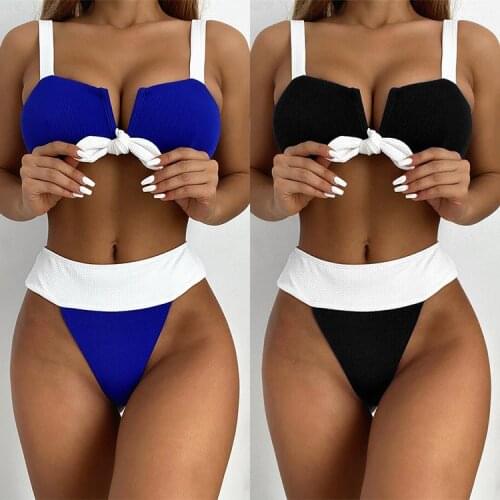 2021 Ladies Split Swimsuit Stitching Bikini Women 2 Pieces AliExpress Hot Sale In Europe and America