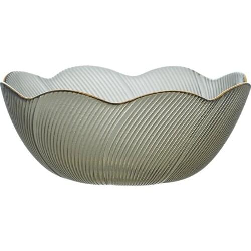 2021 Flower Shape Glass Serving Bowl Glass Bowll with Gold Edge for Salad Dessert Fruit and More Small Medium Large