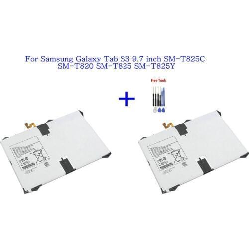 2x 6000mAh Tablet Battery EB-BT825ABE for Samsung Galaxy Tab S3 9.7 inch SM-T825C SM-T820 SM-T825 SM-T825Y + Repair Tools kit