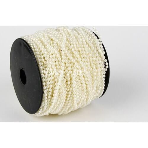50M 1 Roll 3mm Cream Pearls Bead Garland Chain Wedding Decoration Center Candle Crafting DIY Favor