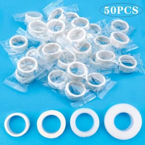 50Rolls Eyelash Extension Under Eye Pads Tape Non-woven Medical PE Breathable Tape Grafting Eyelashes Make Up Eyes Lash Supplies