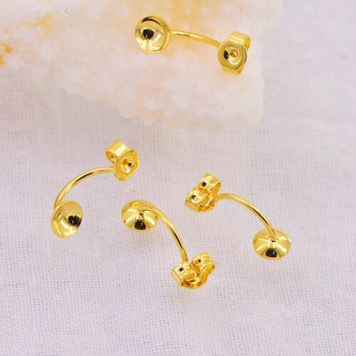 50pcs Copper Metal Stud Earrings Back Earring Stoppers with Paste Base DIY Earring Finding