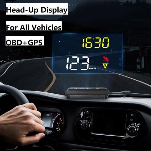 Car Head Up Display OBD+GPS Dual System HUD Windshield Projector Drving Direction RPM Speed Alarm Water Temp for All Cars