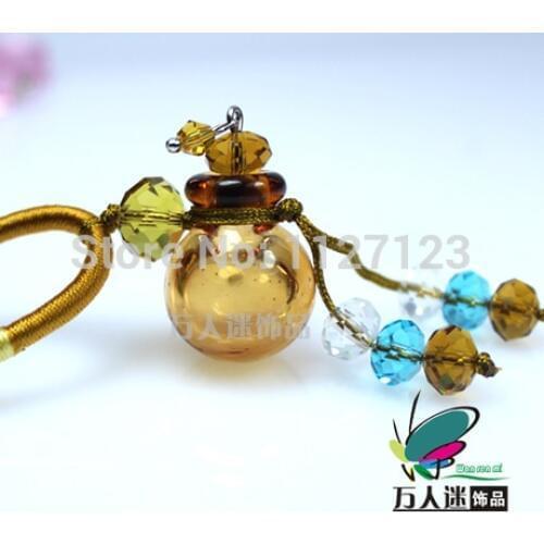 Free shipping!!3pcsHandmade Aromatherapy Necklace Diffuser Pendant(yellow),Essential Oil Vial Pendants,perfume bottle necklace